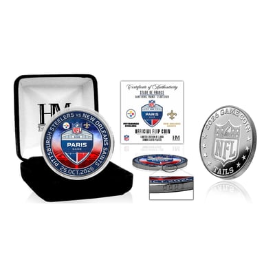 Pittsburgh Steelers vs. New Orleans Saints Highland Mint Paris Limited-Edition 2026 International Games Color Silver-Plated Game Flip Coin