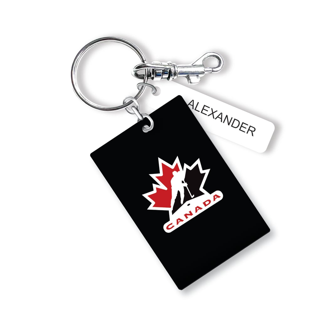 Hockey Canada Black Personalized Leather Rectangle Bag Tag