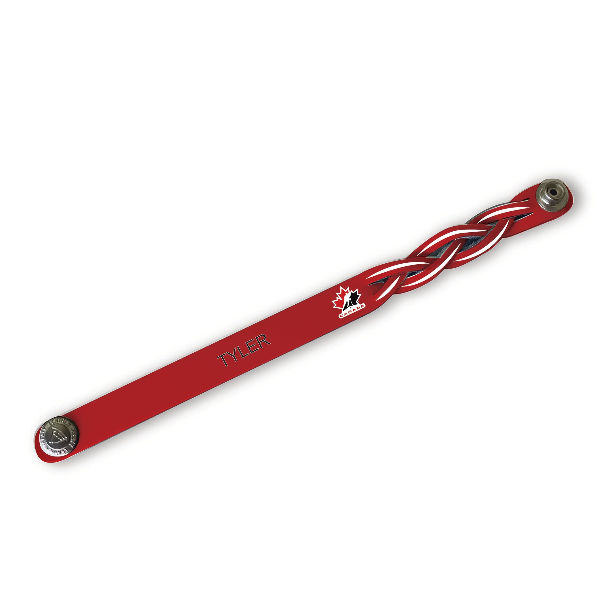 Bracelet en cuir tressé simple personnalisé Hockey Canada rouge
