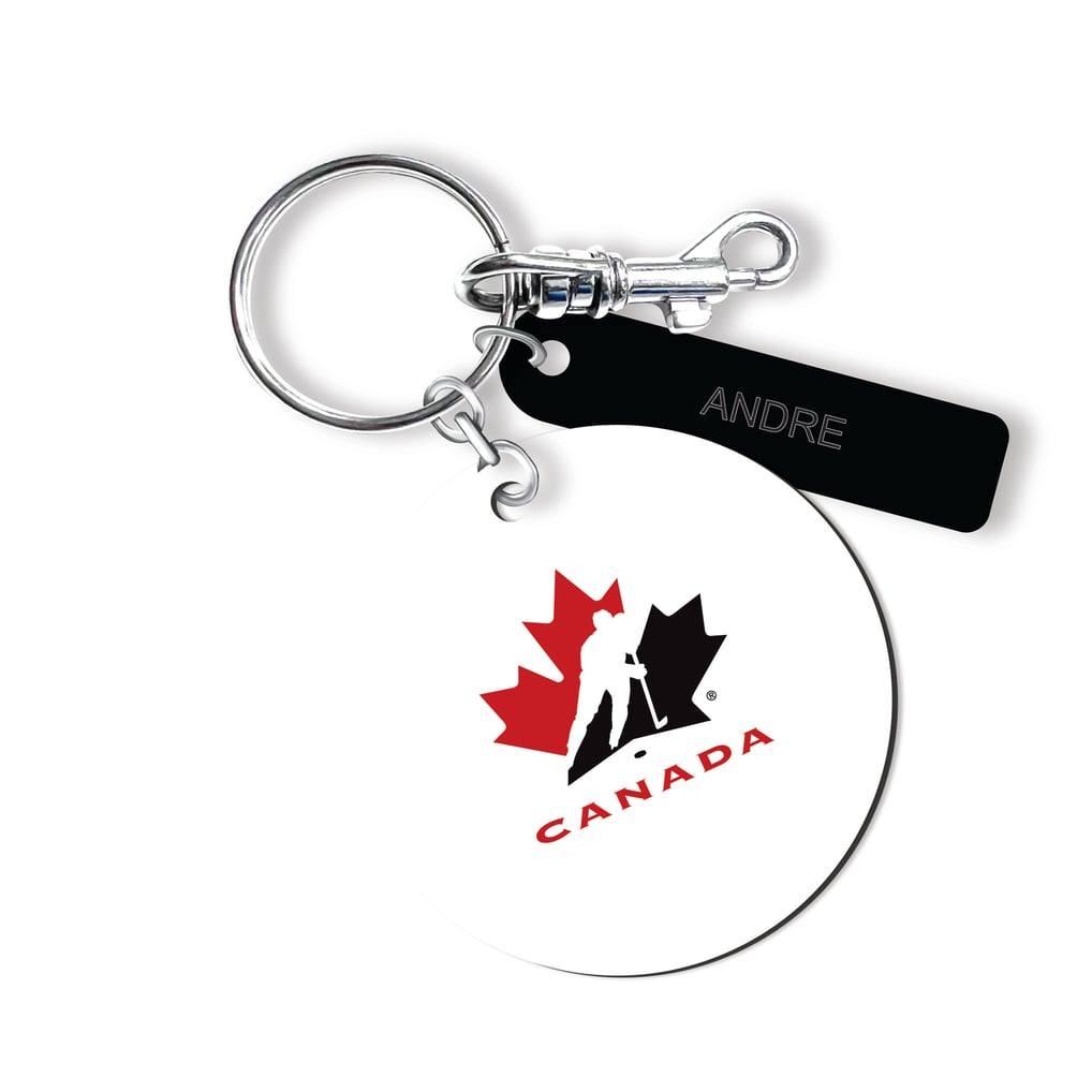 Hockey Canada White Personalized Leather Round Bag Tag