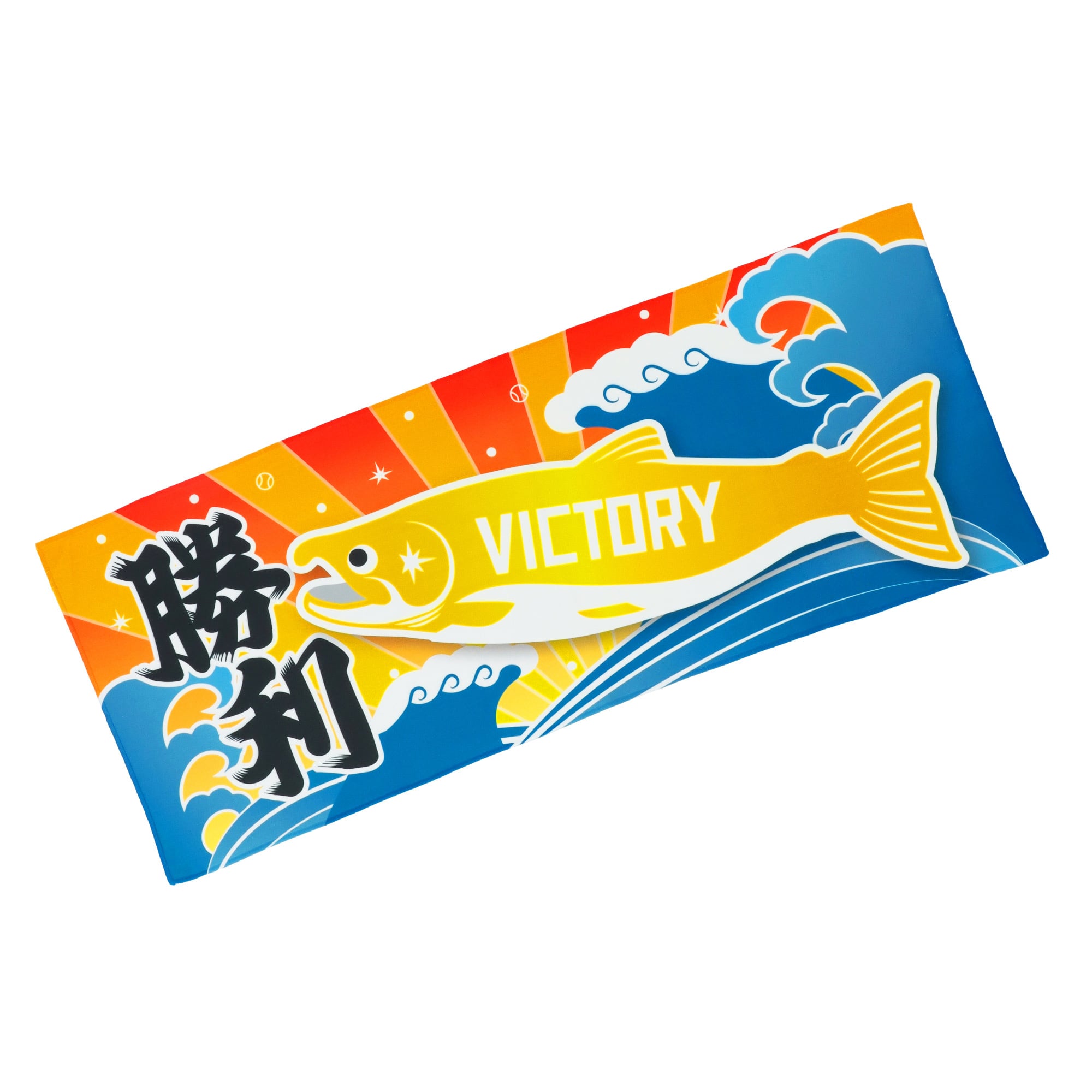 VICTORYしゃけまる フェイスタオル（大漁旗風）