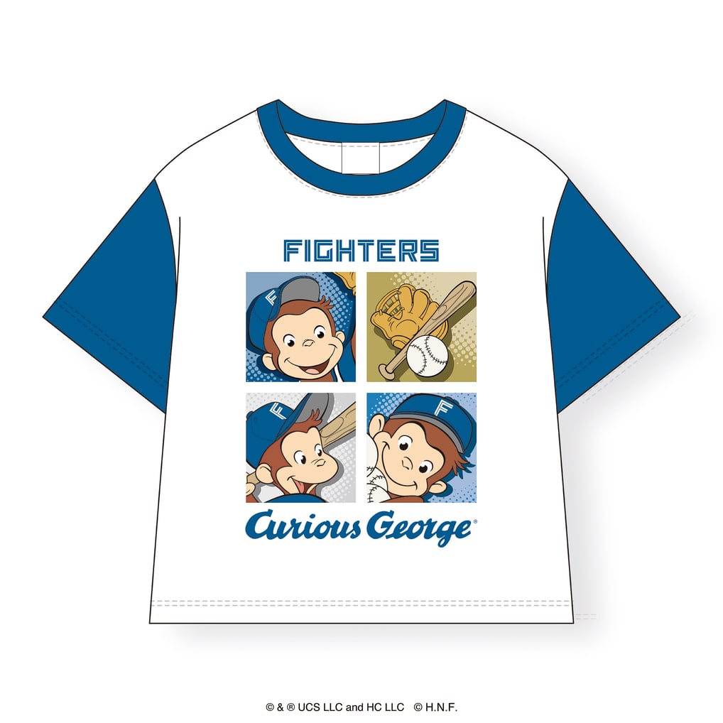 北海道日本ハムファイターズ Tシャツ(パネル柄) KIDS／ おさるの 