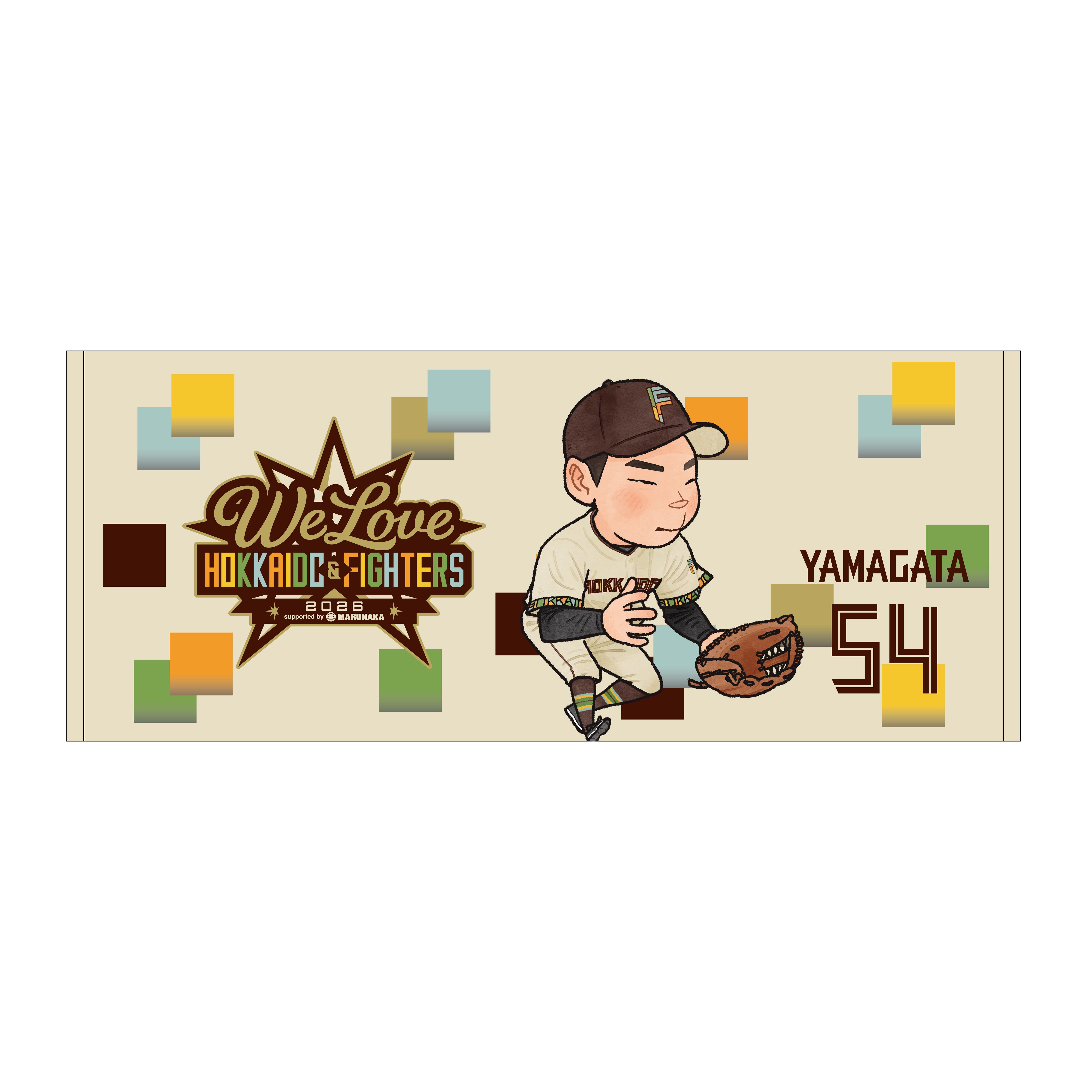 受注販売】WE LOVE HOKKAIDO & FIGHTERS 2026 イラストフェイスタオル 