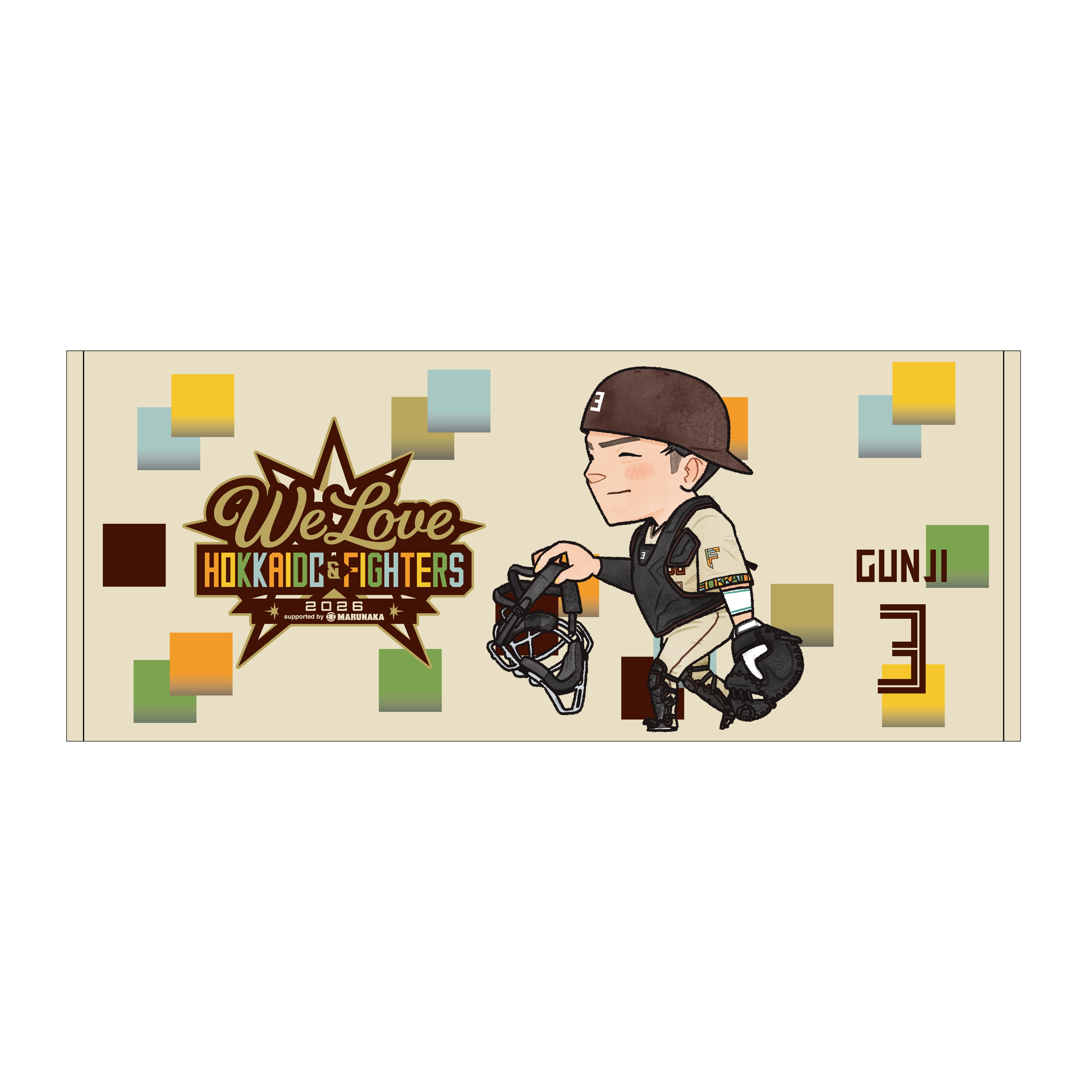 受注販売】WE LOVE HOKKAIDO & FIGHTERS 2026 イラストフェイスタオル 