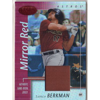 2002 Leaf Certified Mirror Red #12 Lance Berkman Jsy