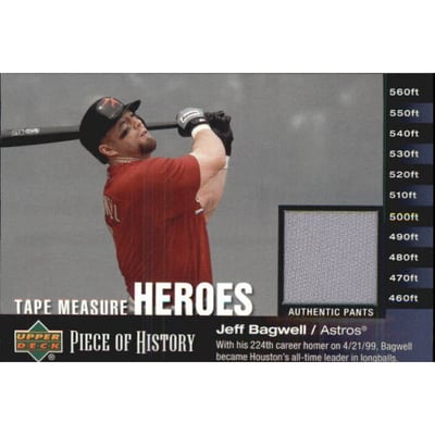 2002 UD Piece of History Tape Measure Heroes Jersey #JB Jeff Bagwell