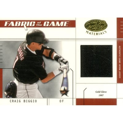 2003 Leaf Certified Materials Fabric of the Game Autographs #32IN Craig Biggio IN/5