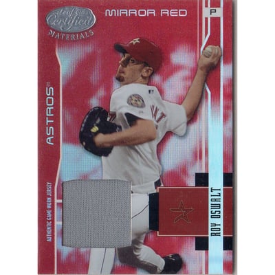 2003 Leaf Certified Materials Mirror Red Materials #70 Roy Oswalt Jsy/250