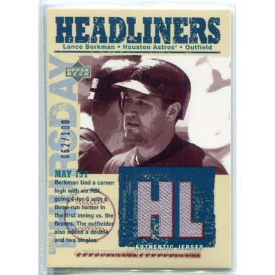 2004 Upper Deck Headliners Jersey Gold #LB Lance Berkman