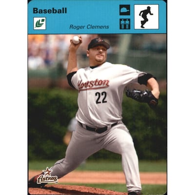 2005 Leaf Sportscasters 25 Teal Running-Hat #42 Roger Clemens