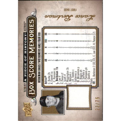 2008 UD A Piece of History Box Score Memories Jersey Gold #BSM26 Lance Berkman