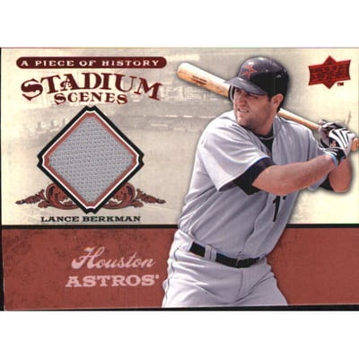 2008 UD A Piece of History Stadium Scenes Jersey Red #SS25 Lance Berkman