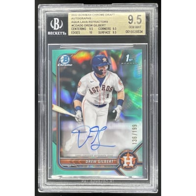 2022 Bowman Draft Chrome Pick Aqua Lava Drew Gilbert RC Auto /199 BGS 9.5
