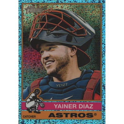 2025 Topps Heritage Chrome Light Blue Sparkle Refractors #650 Yainer Diaz