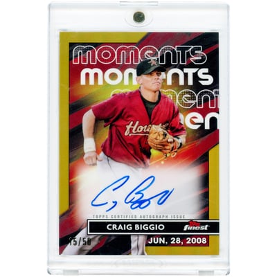 Craig Biggio Houston Astros Autographed 2023 Topps Finest Flashbacks Moments Gold Refractor #FMA-CB #15/50 Card