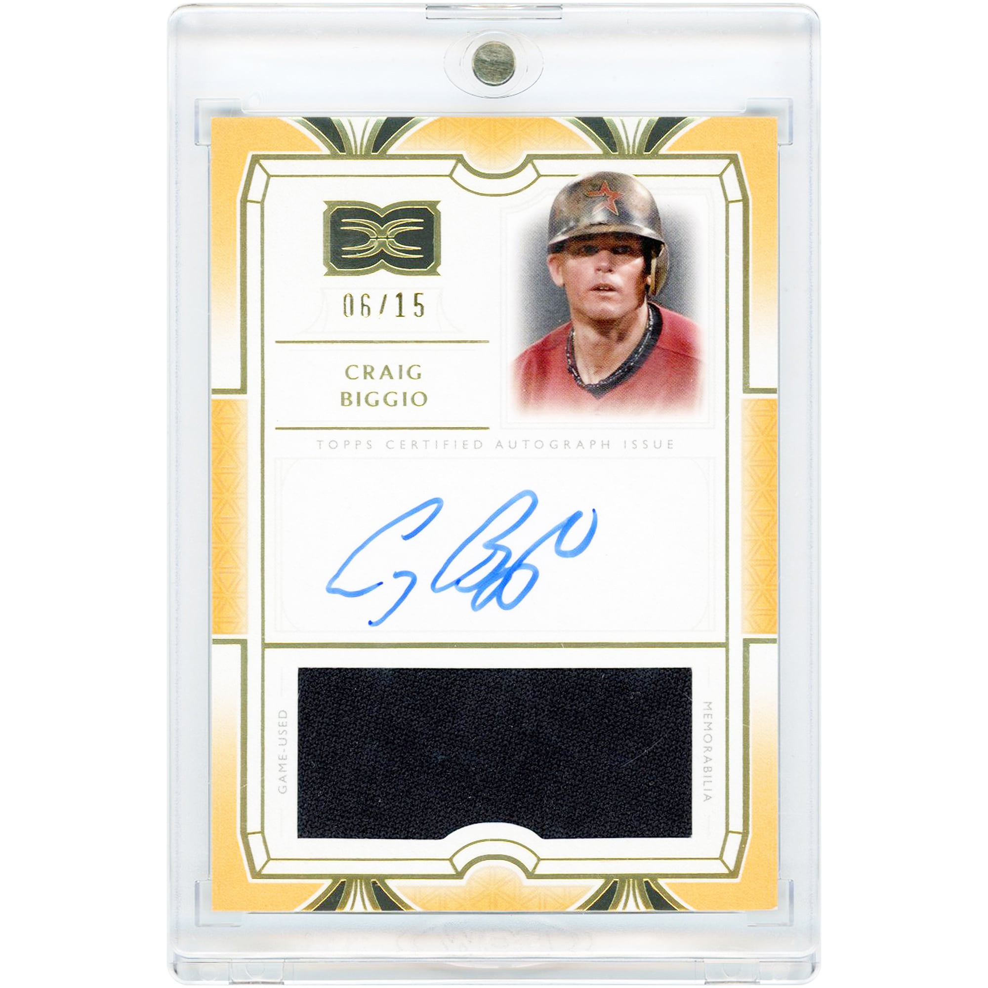 Craig Biggio Houston Astros Autographed 2024 Topps Definitive Collection Orange Definitive Game Used Jersey Relic #DARC-CB #6/15 Card