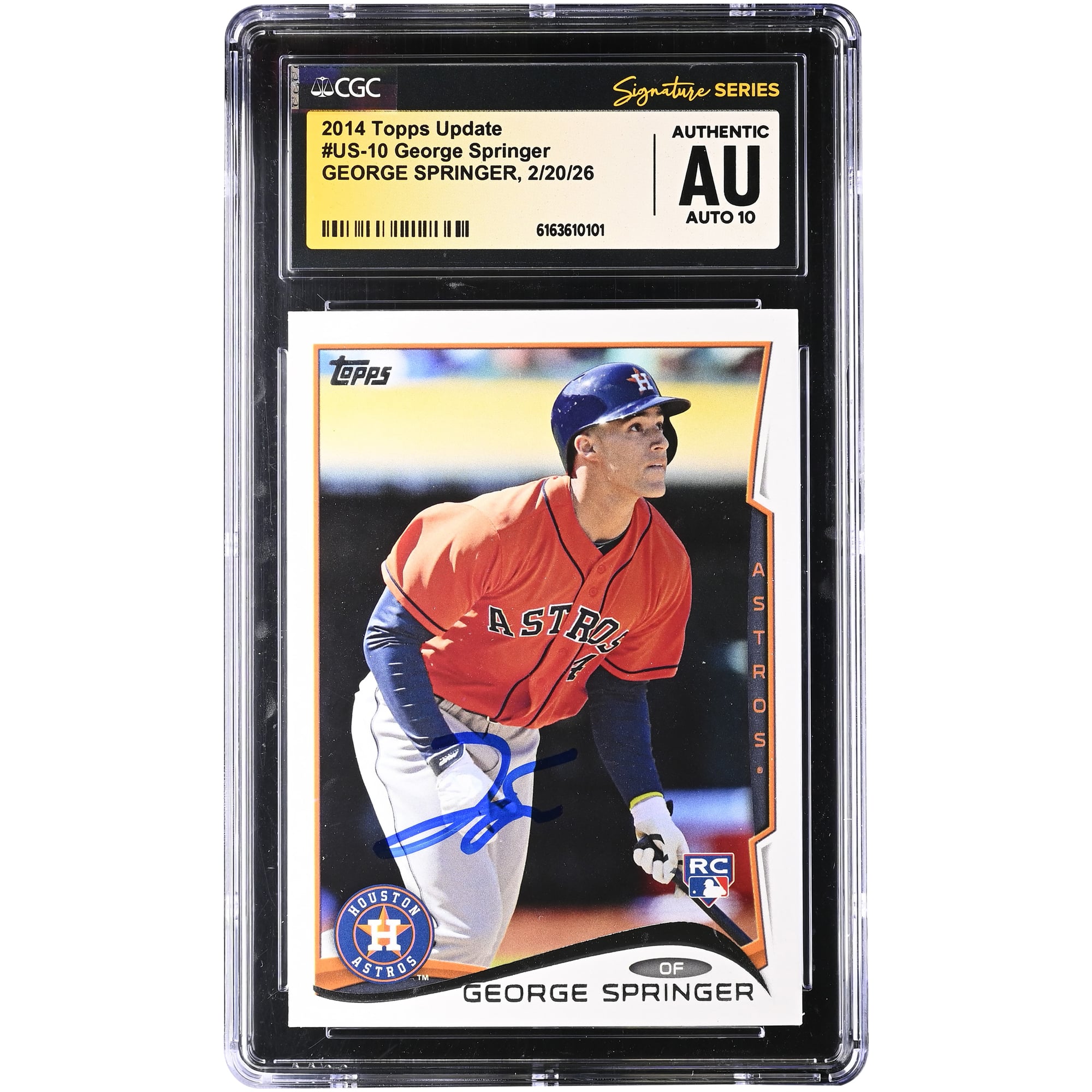 George Springer Houston Astros Autographed 2014 Topps Update #US-10 CGC Authenticated Auto 10 Rookie Card
