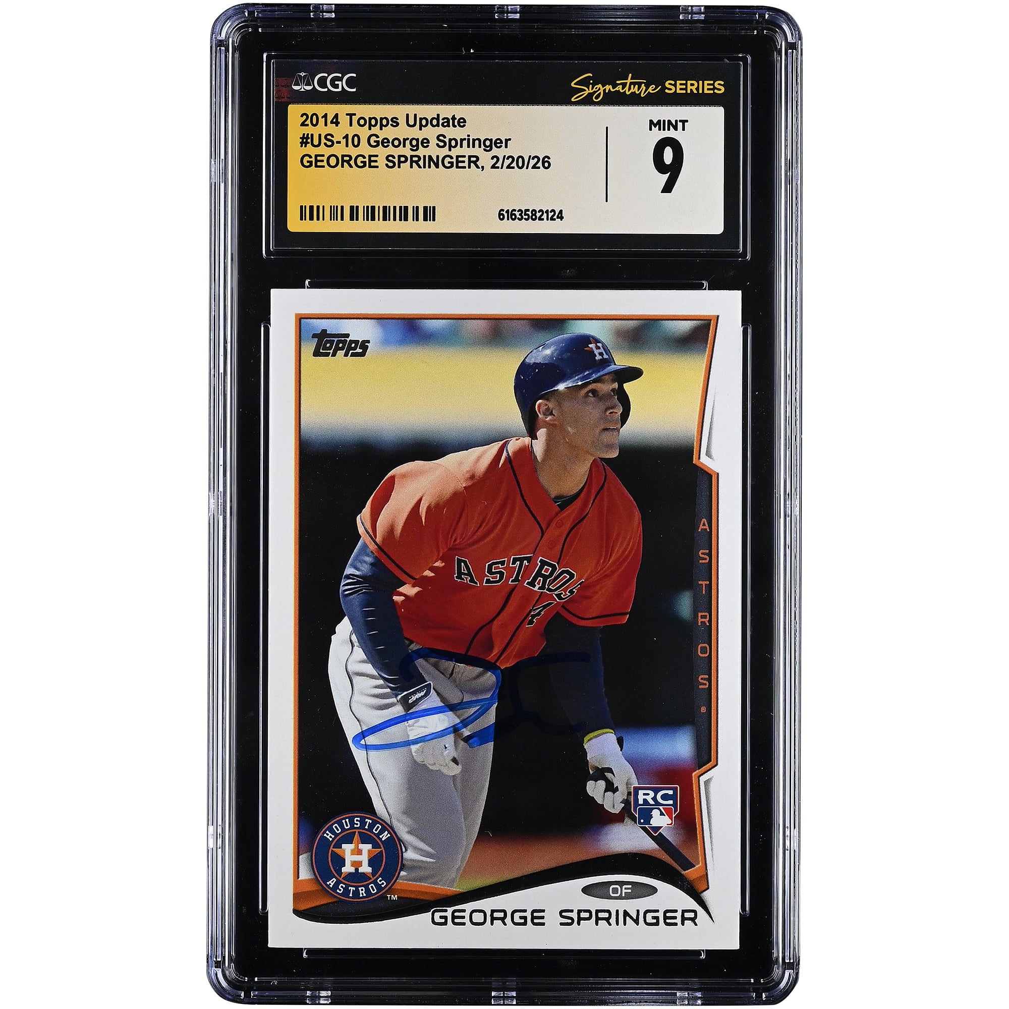 George Springer Houston Astros Autographed 2014 Topps Update #US-10 CGC Authenticated Mint 9 Rookie Card