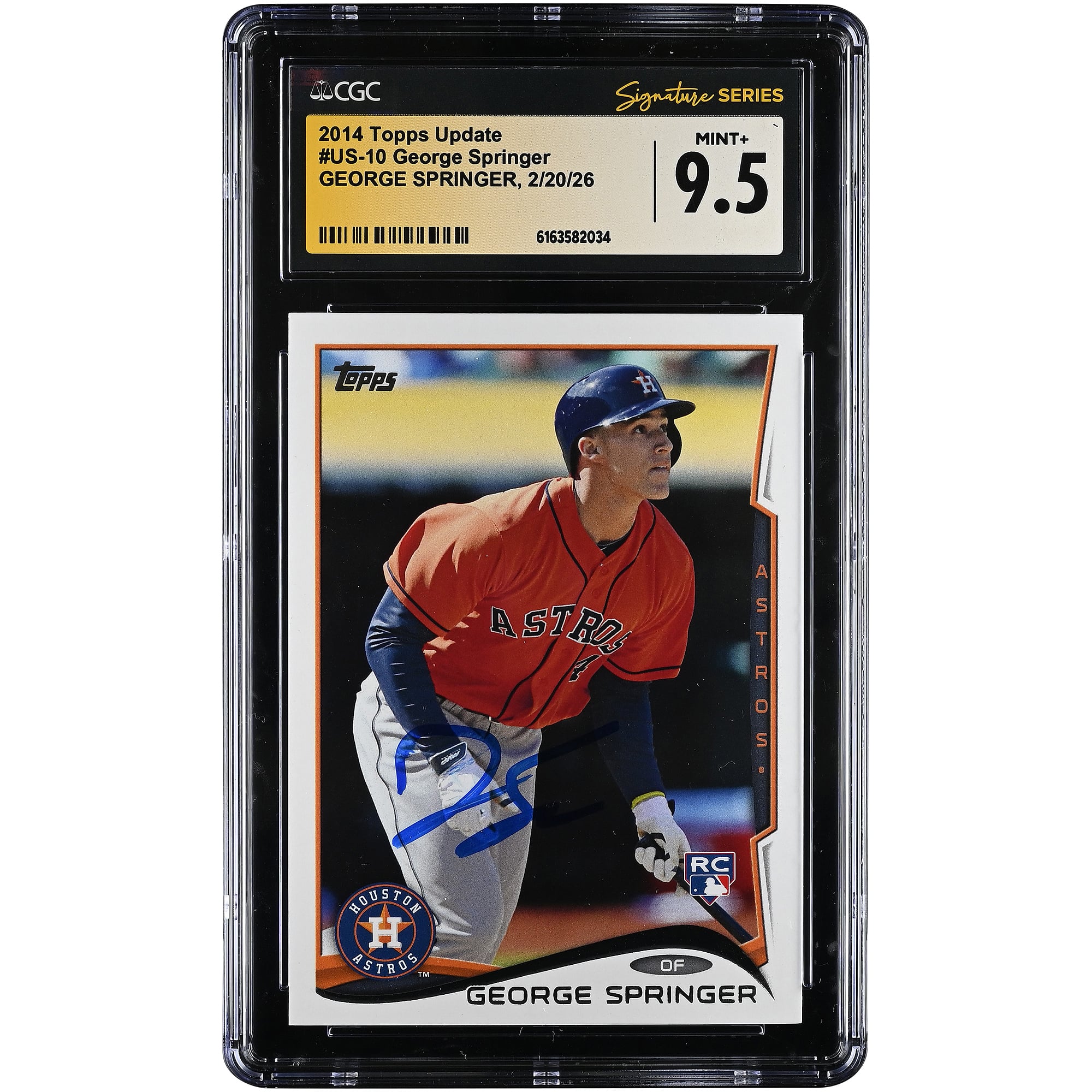 George Springer Houston Astros Autographed 2014 Topps Update #US-10 CGC Authenticated MINT+ 9.5 Rookie Card