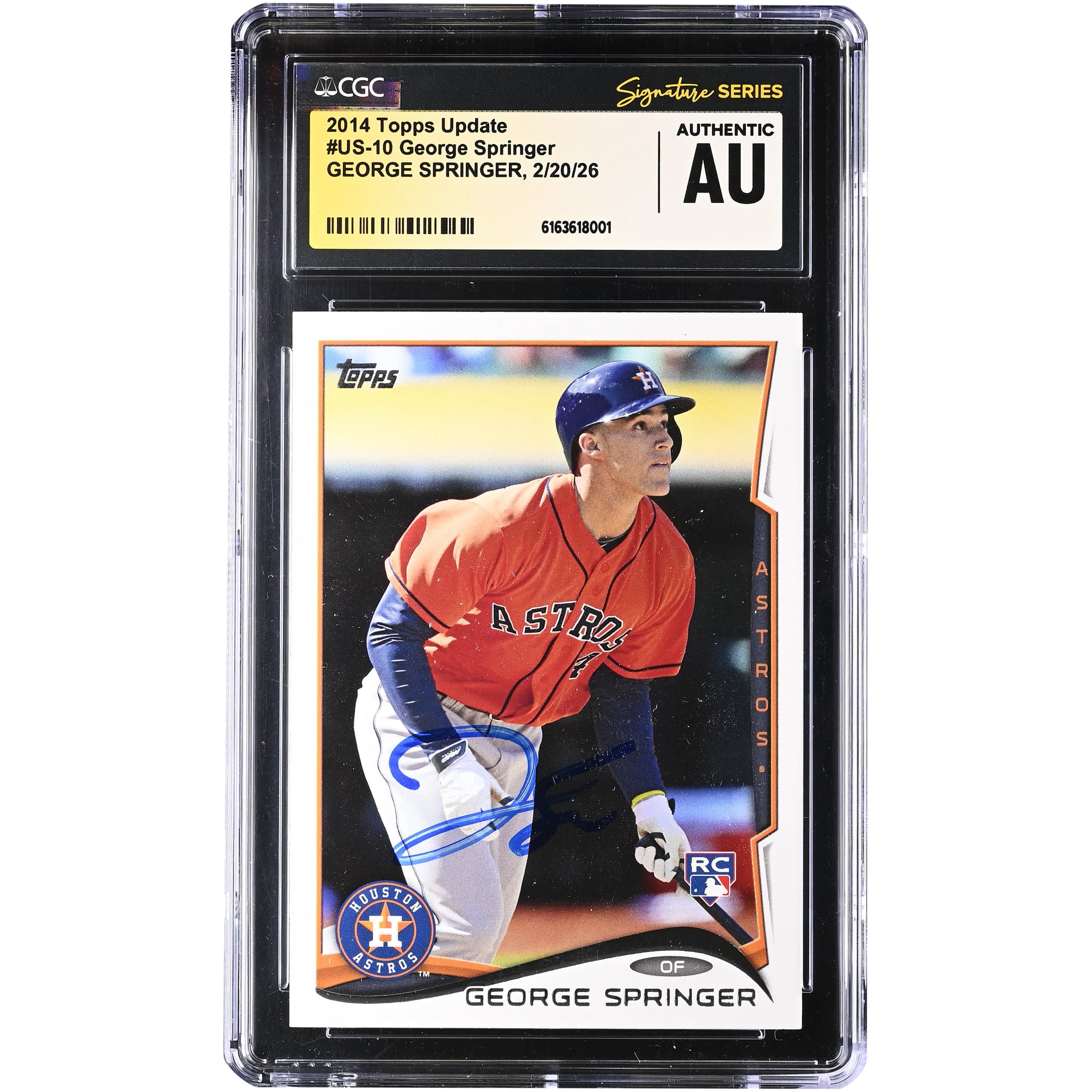 Carte de recrue autographiée de George Springer (Houston Astros) - Topps Update 2014 #US-10