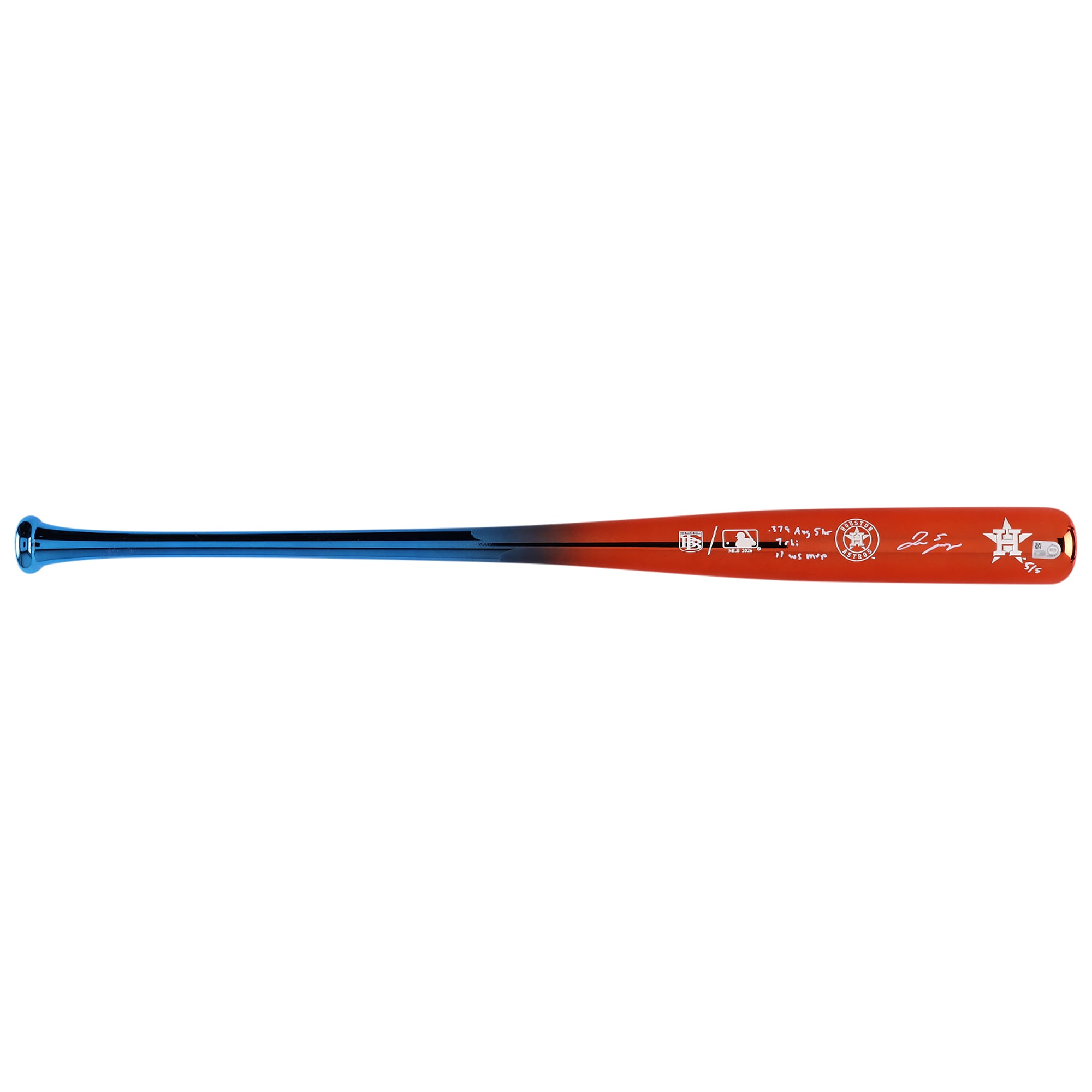 Bâton chromé Big Time Bats autographié par George Springer (Houston Astros) avec inscriptions multiples