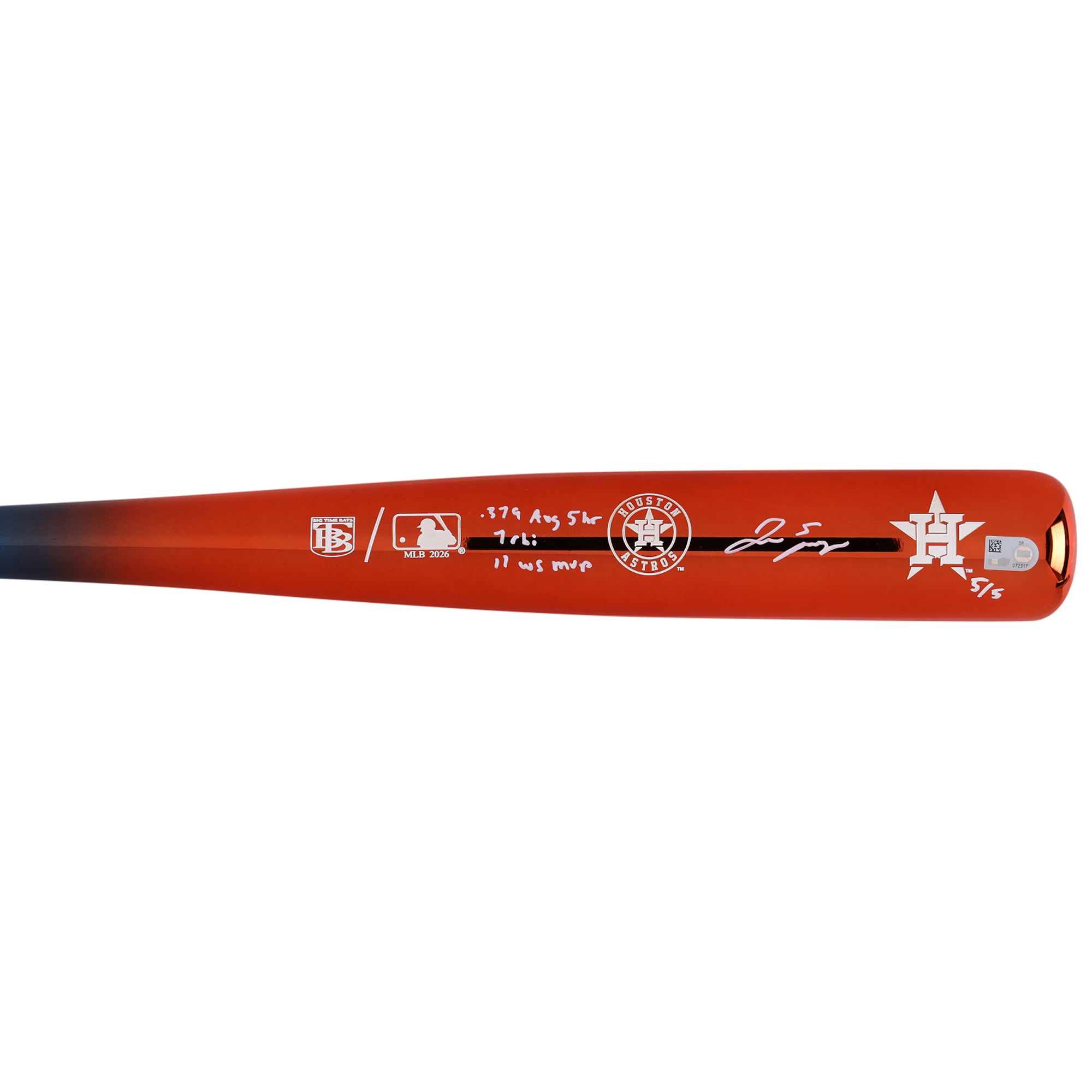 Bâton chromé Big Time Bats autographié par George Springer (Houston Astros) avec inscriptions multiples