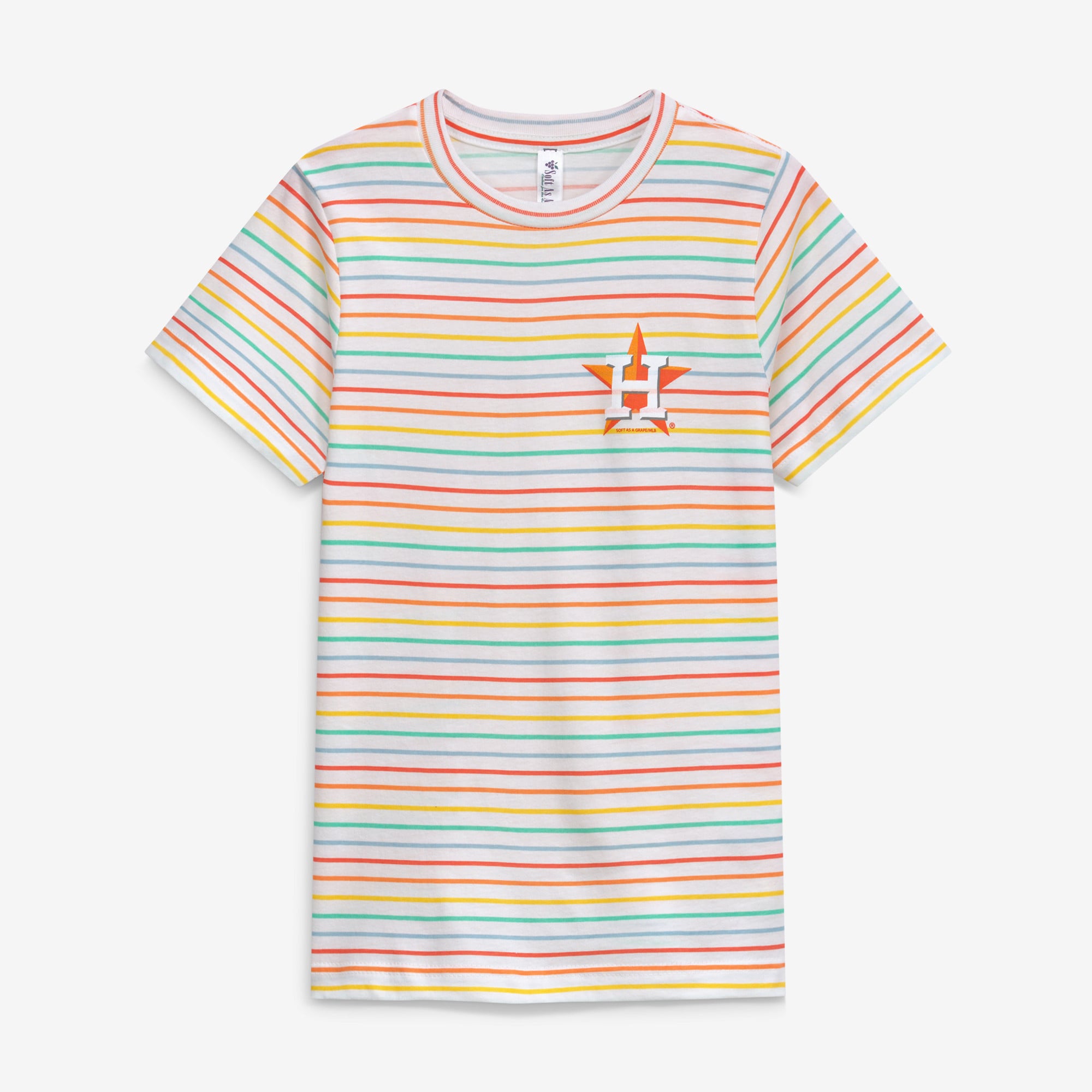 Girls Youth Soft as a Grape  White Houston Astros Striped T-Shirt