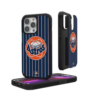 Houston Astros iPhone Pinstripe Cooperstown Design Rugged Case - Orange