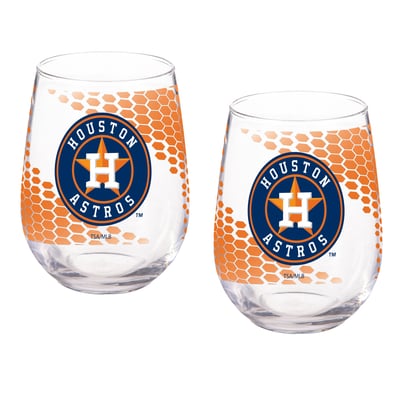 Houston Astros Two-Piece 17oz. Color Fade Stemless Wine Glass Set