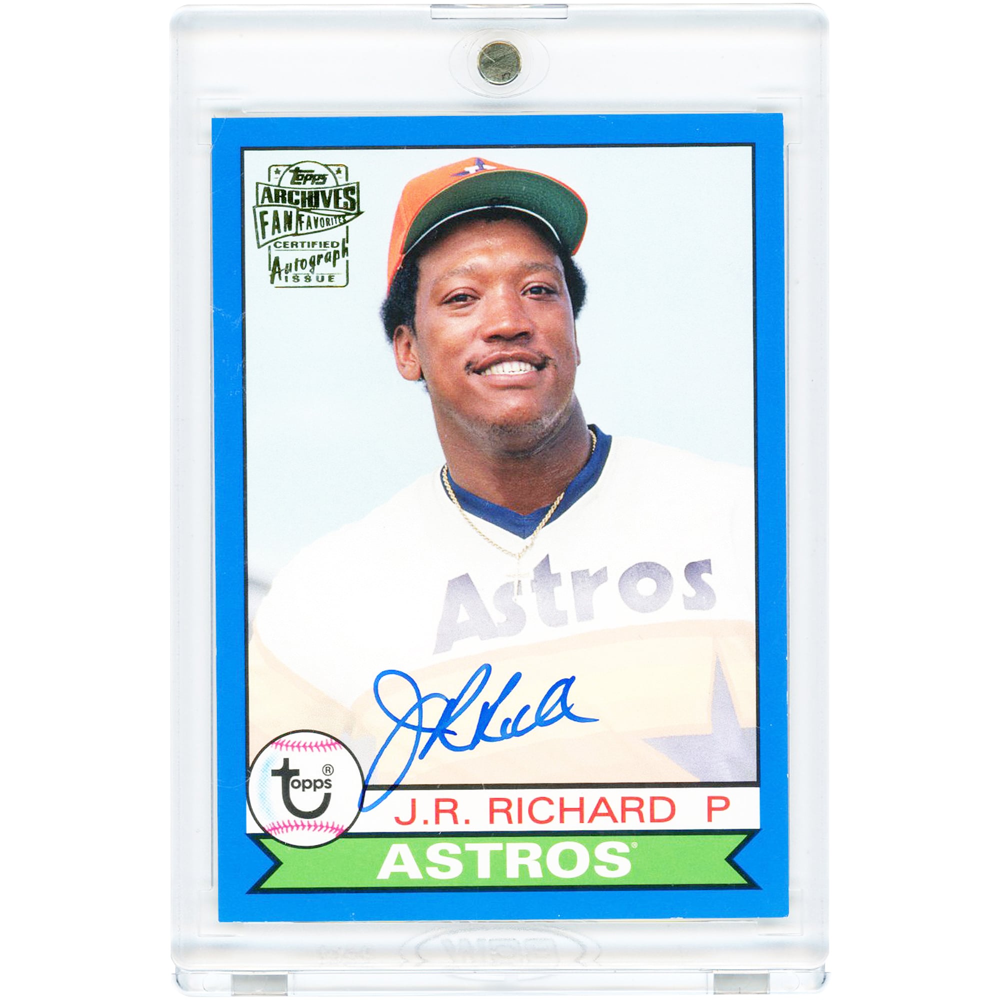 JR Richard Houston Astros Autographed 2016 Topps Archives Blue Fan Favorite Autograph #FFA-JR #157/199 Card