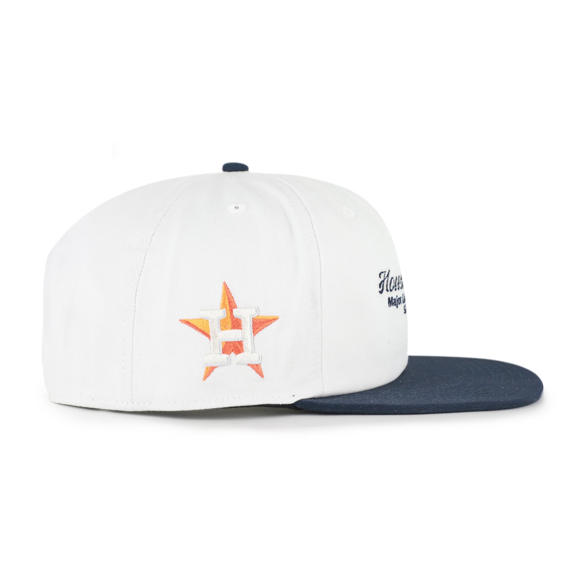 Casquette snapback capitaine décontractée Houston Astros Script Stack blanche et marine pour homme, modèle 47