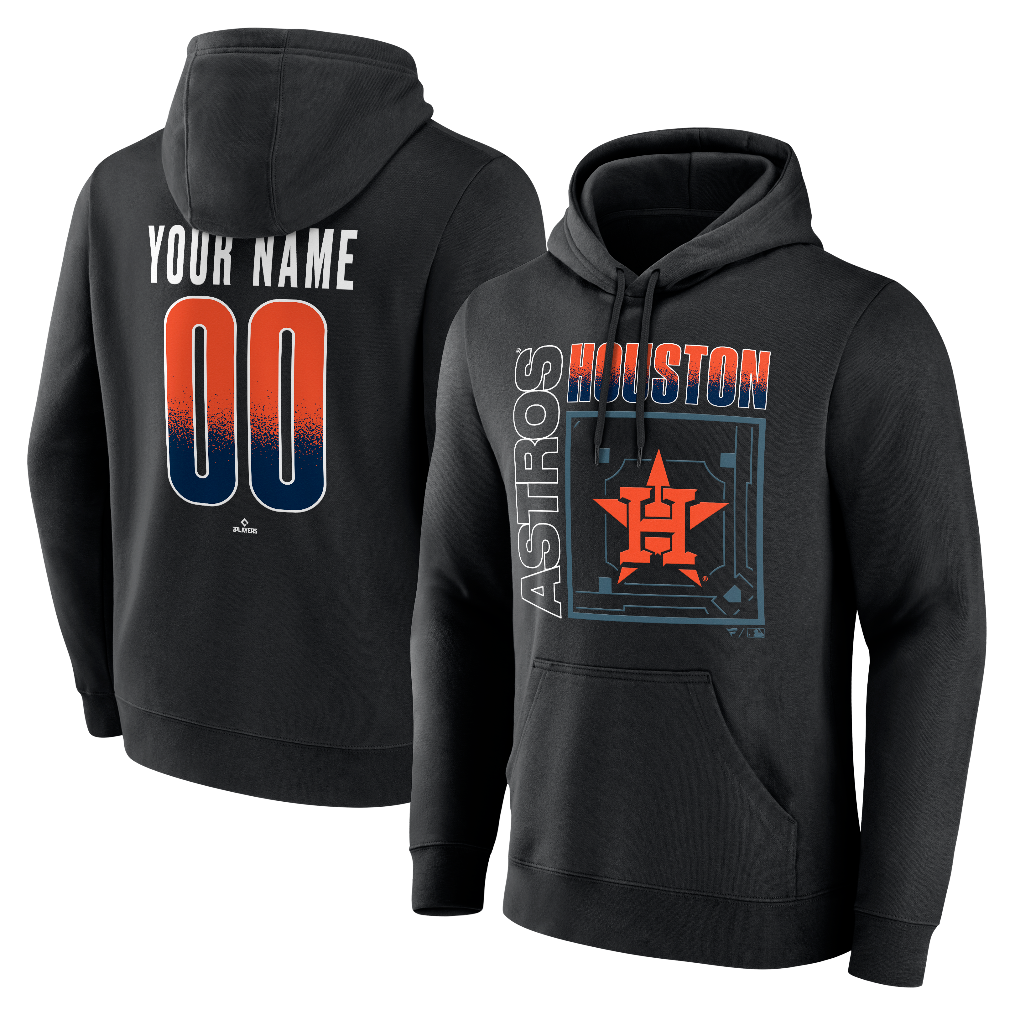 Men's Black Houston Astros Home Field Pop Personalized Name & Number Hoodie