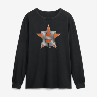 Houston Astros  Metallic Mascot Long Sleeve T-Shirt - Black