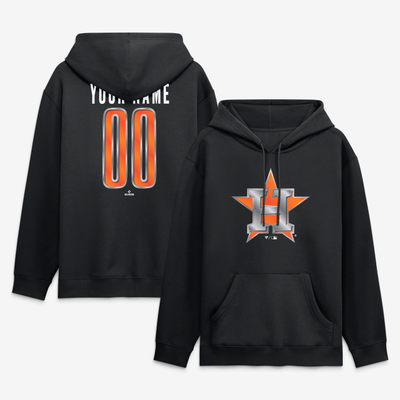 Houston Astros  Metallic Mascot Personalized Name & Number Hoodie - Black