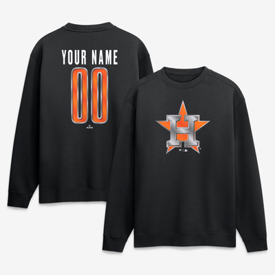 Houston Astros  Metallic Mascot Personalized Name & Number Sweatshirt - Black