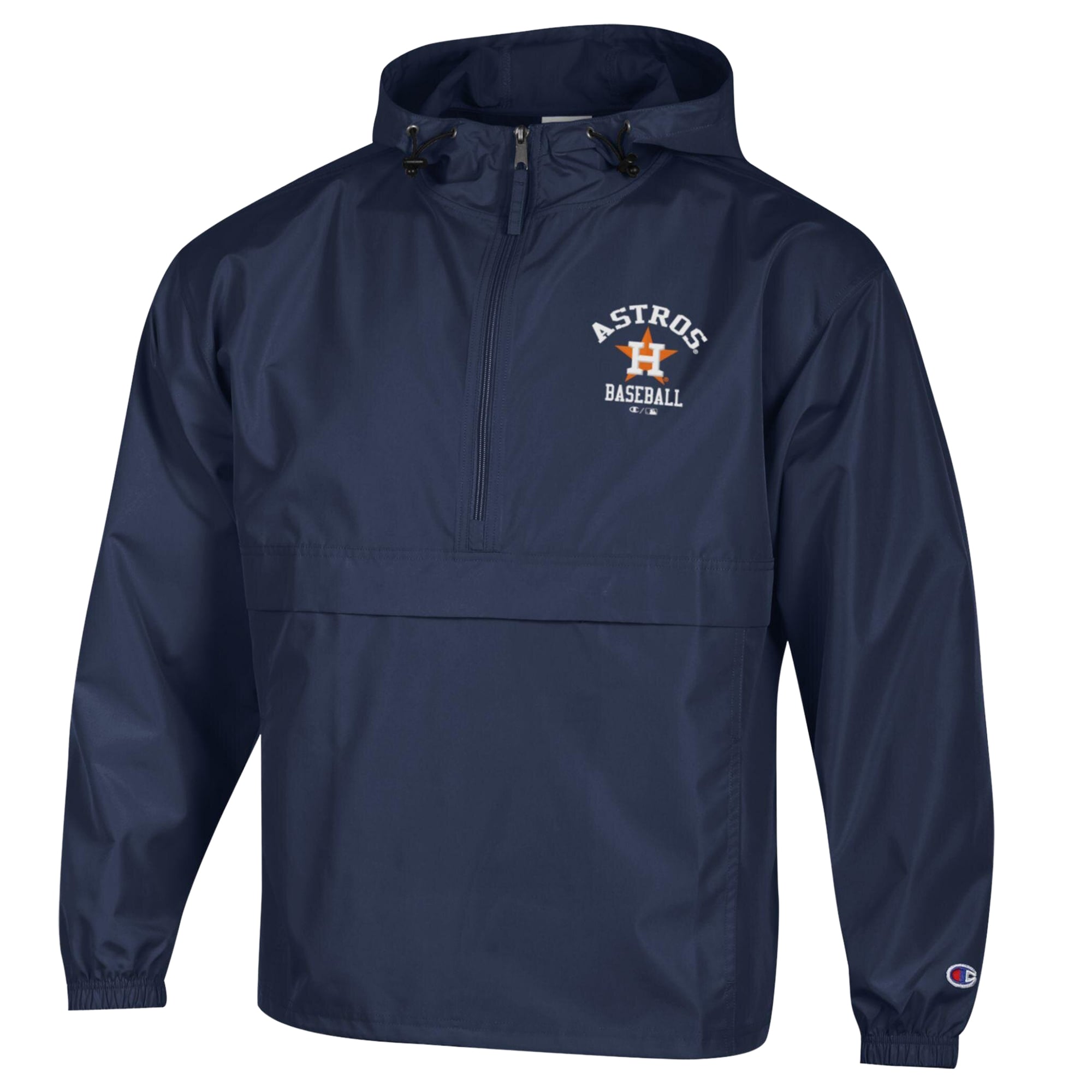 Men's Champion Navy Houston Astros Packable Windbreaker Half-Zip Jacket