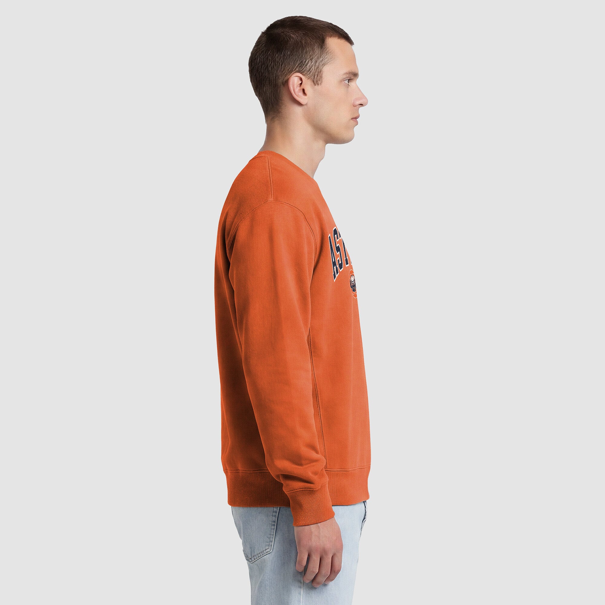 Men's Champion Orange Houston Astros Fleece Crew Sweatshirt