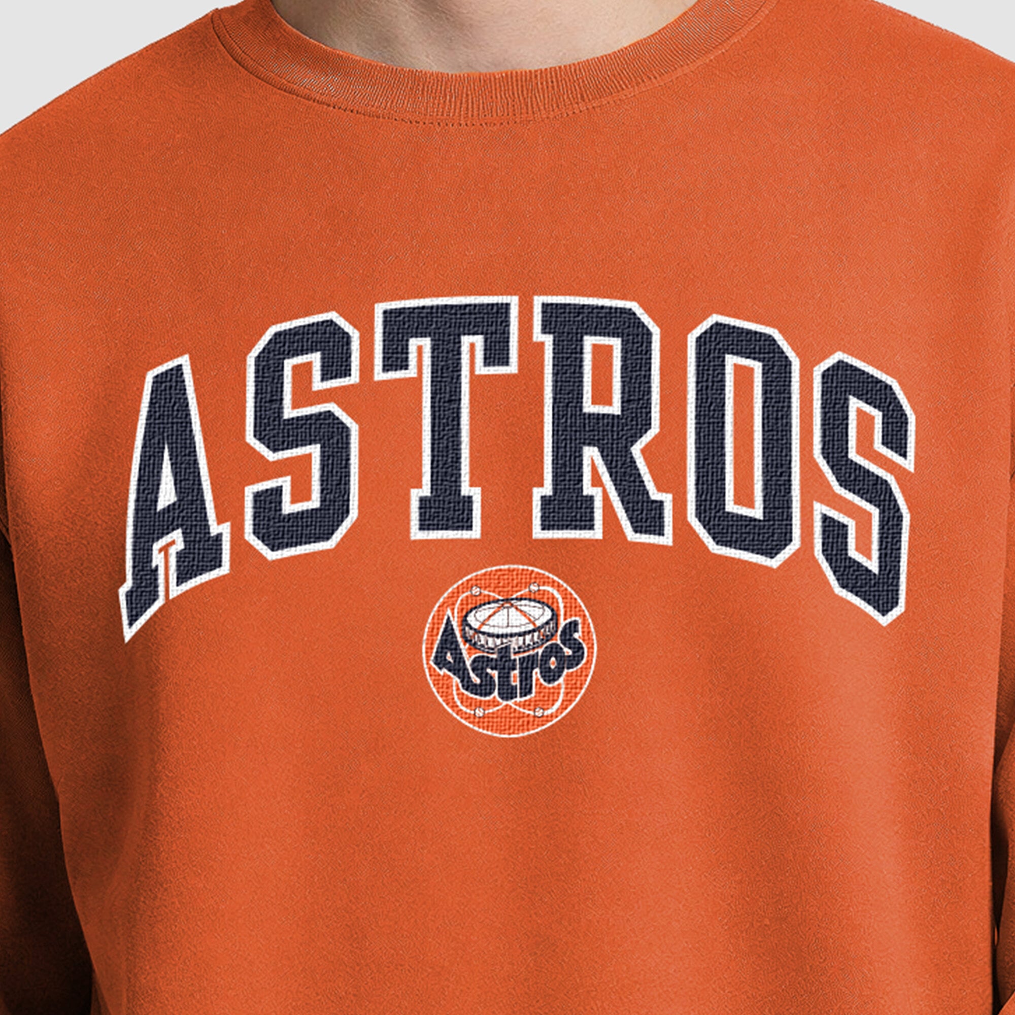 Men's Champion Orange Houston Astros Fleece Crew Sweatshirt