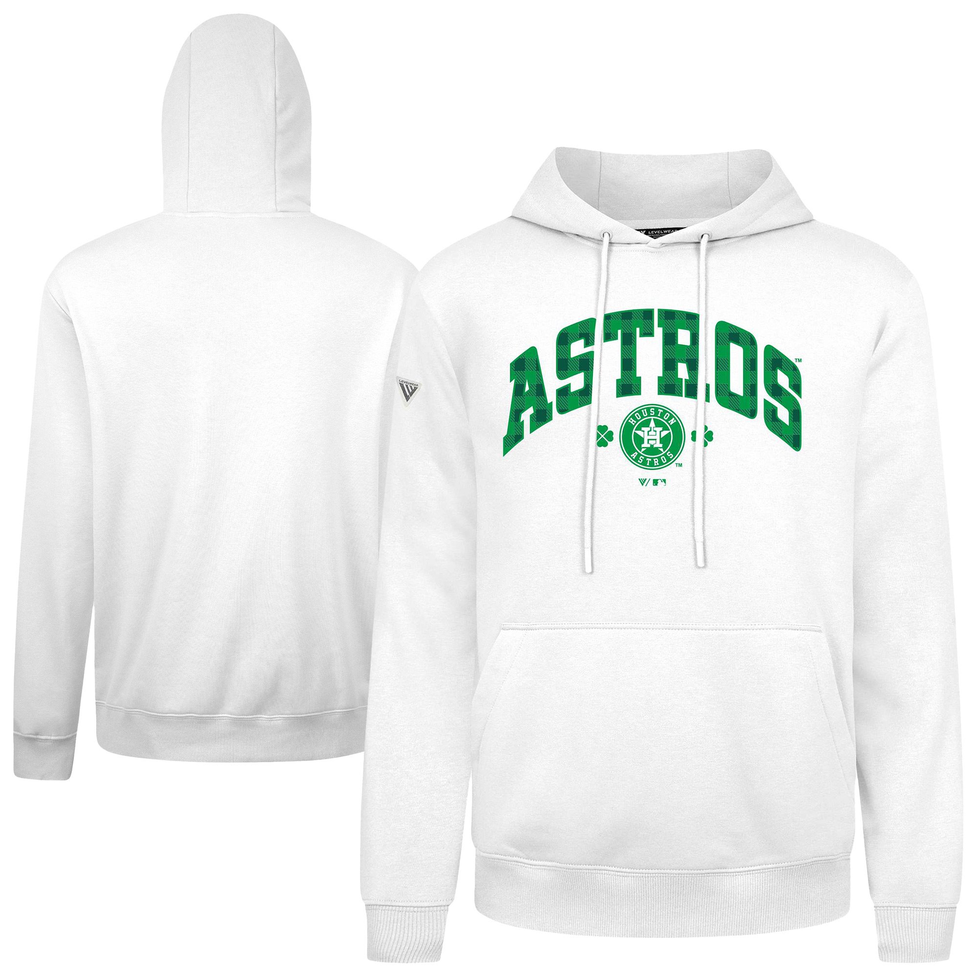 Men's Levelwear Houston Astros St. Patrick's Day Podium Plaid Pullover Hoodie