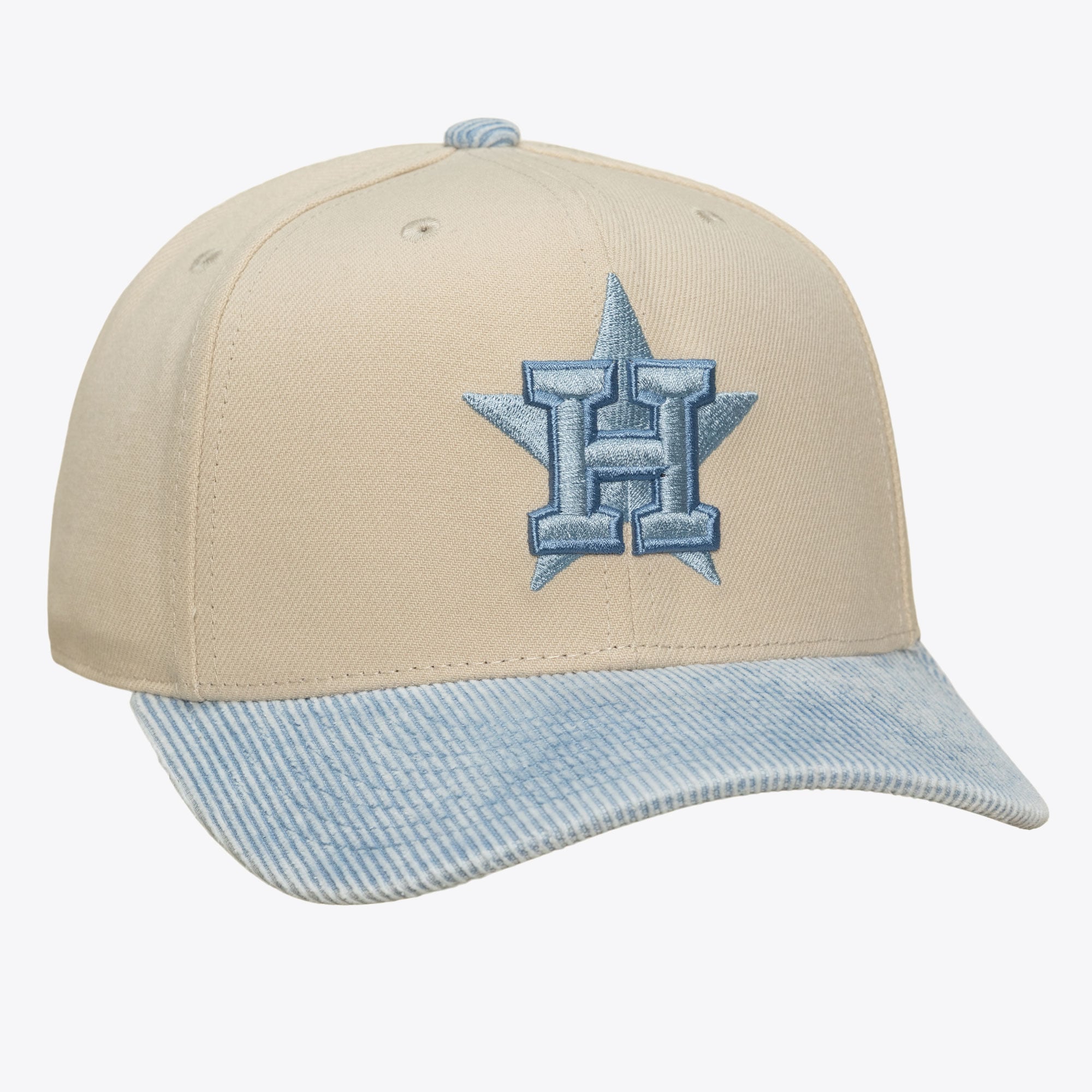 Men's Mitchell & Ness Cream/Light Blue Houston Astros Washed Corduroy Pro Crown Snapback Hat