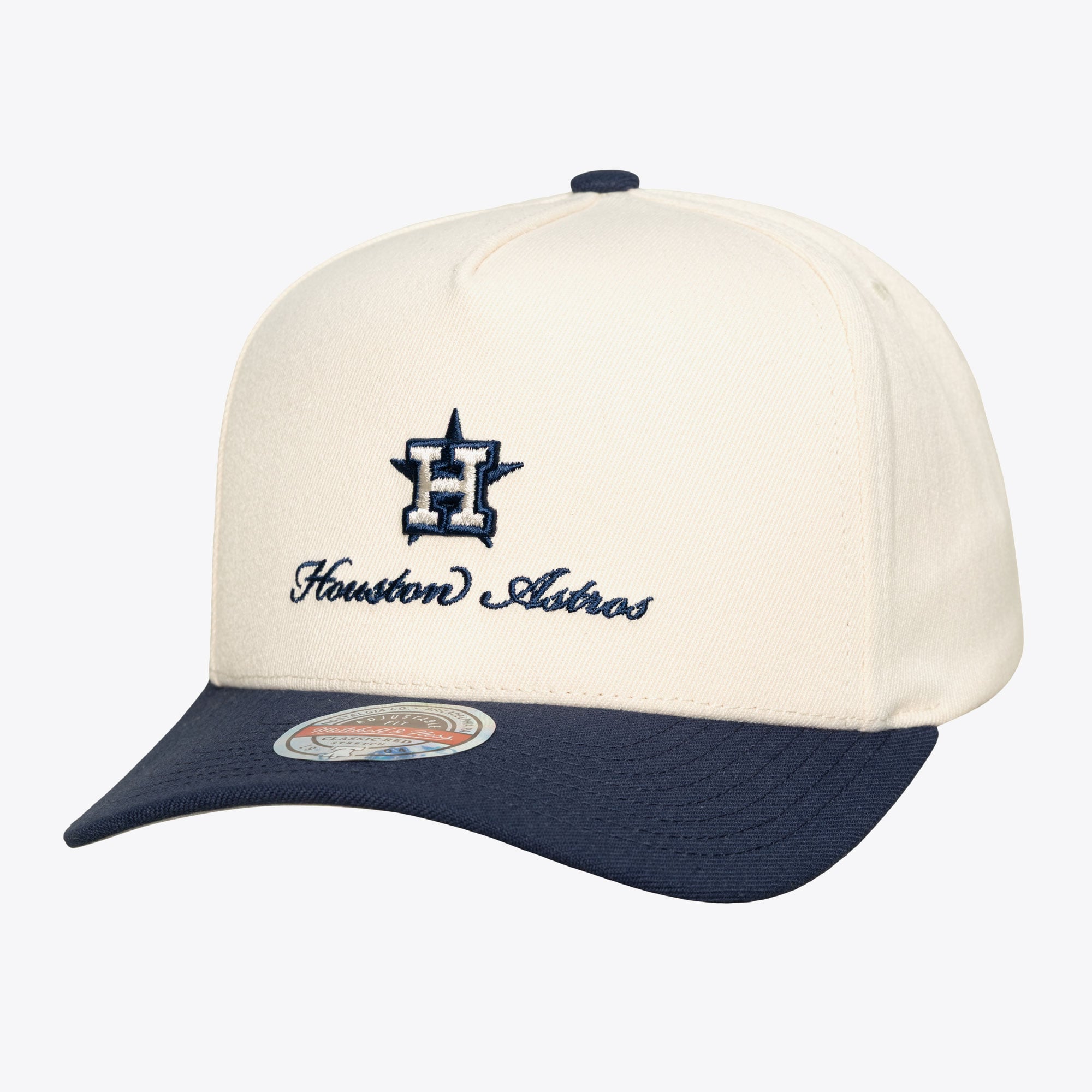 Men's Mitchell & Ness  Cream/Navy Houston Astros Flawless Stretch-Snapback Hat