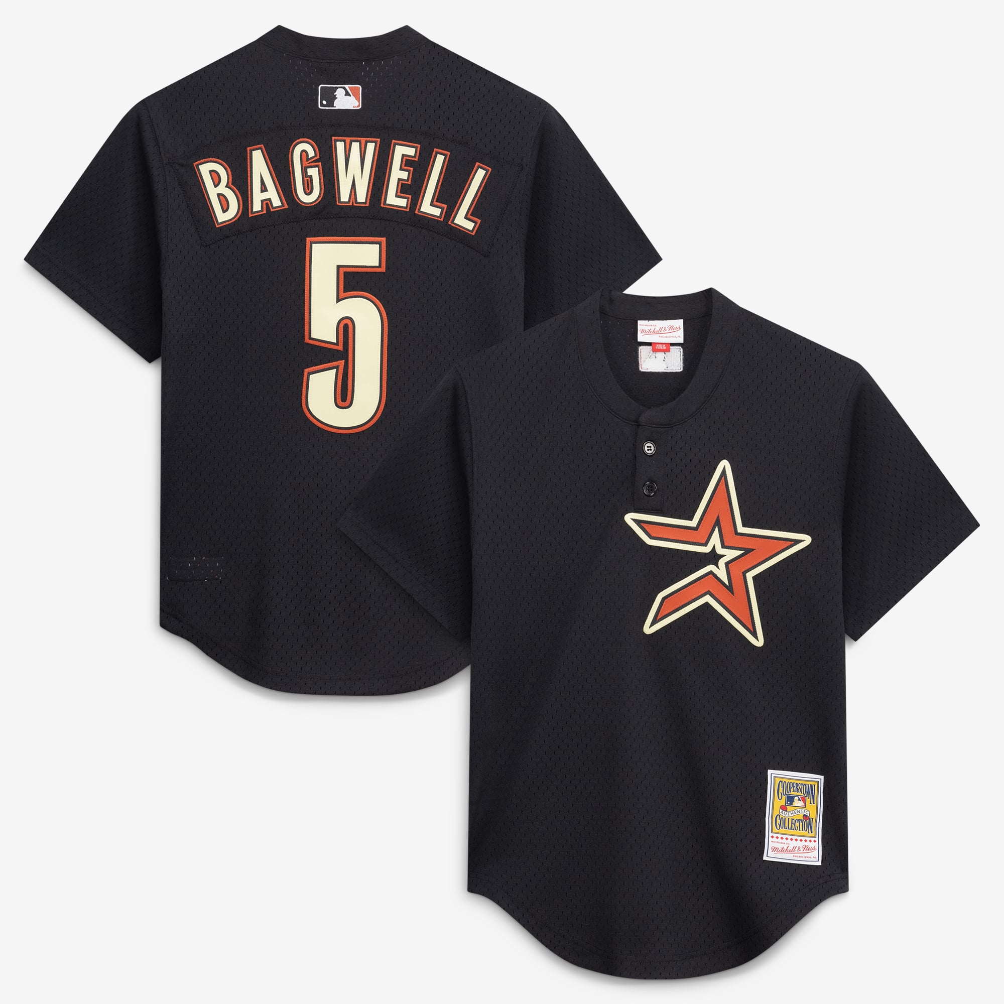 Maillot d'entraînement authentique Mitchell & Ness Jeff Bagwell noir des Astros de Houston pour homme