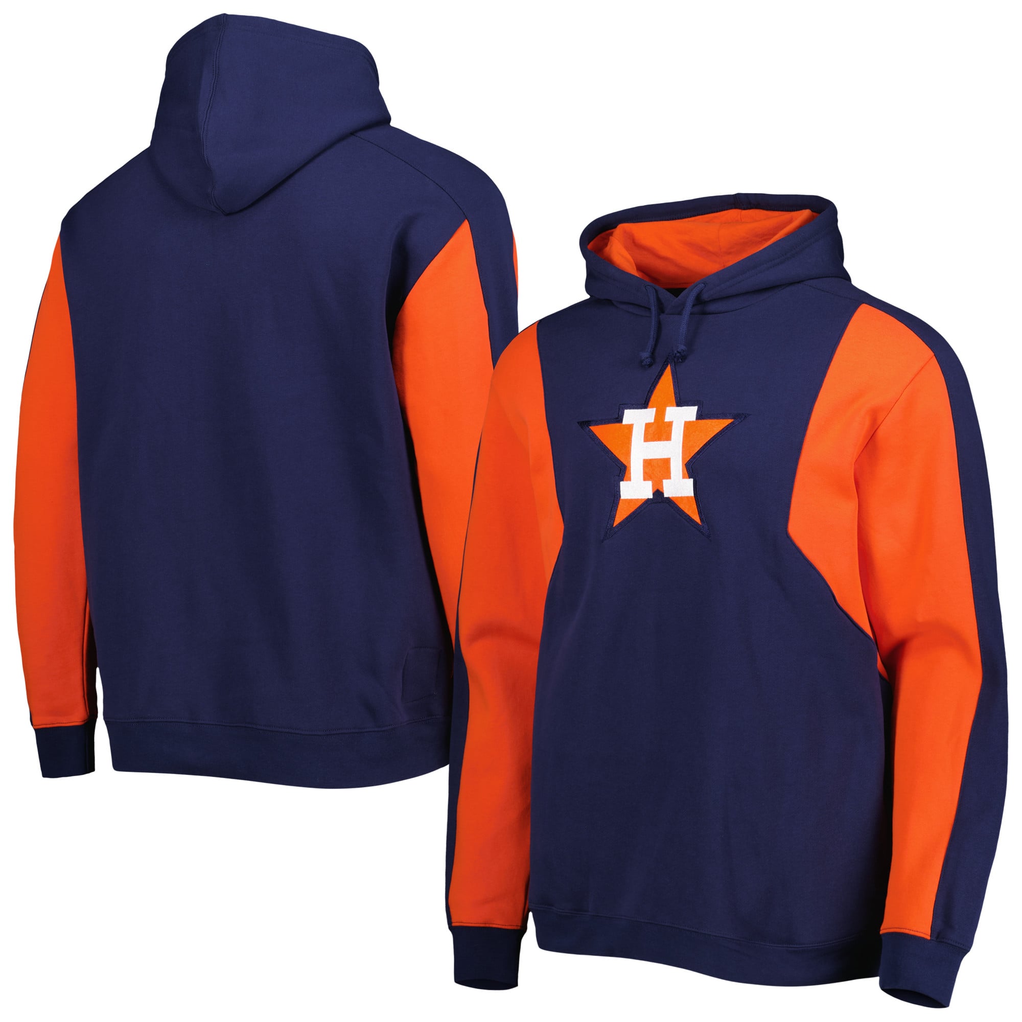 Sweat à capuche en polaire Mitchell & Ness bleu marine/orange Houston Astros pour homme