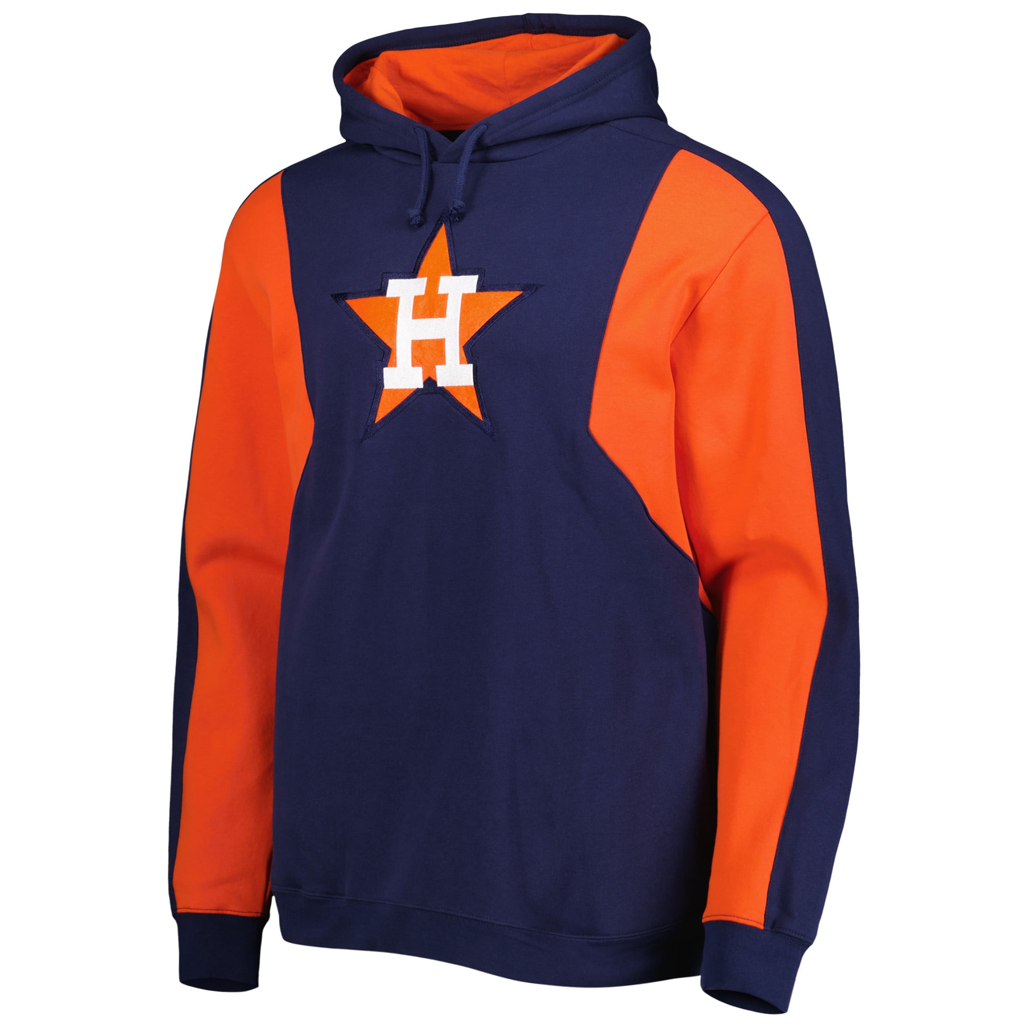 Sweat à capuche en polaire Mitchell & Ness bleu marine/orange Houston Astros pour homme