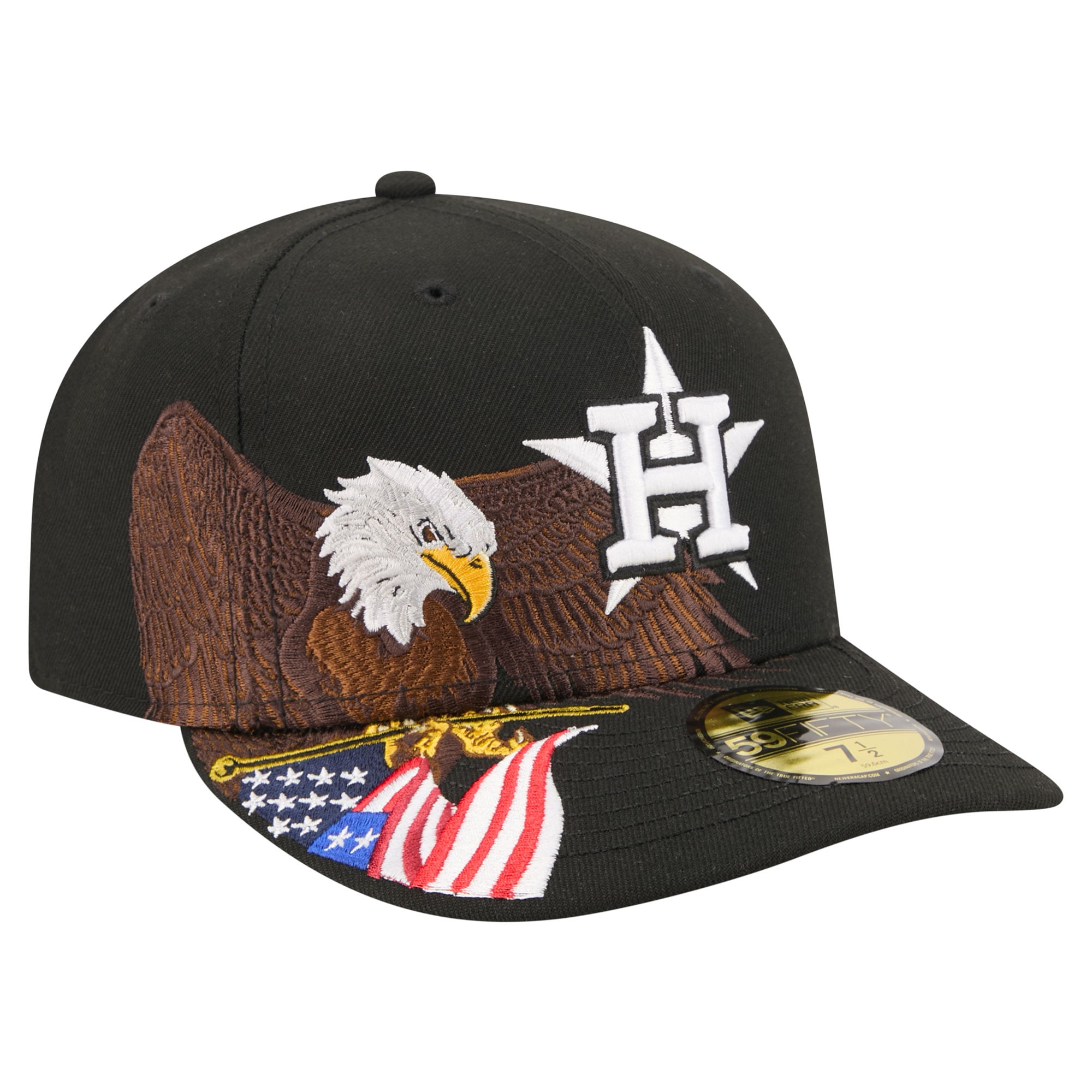 Casquette ajustée New Era 59FIFTY noire pour homme, modèle Americana Houston Astros, aigle à tête blanche.