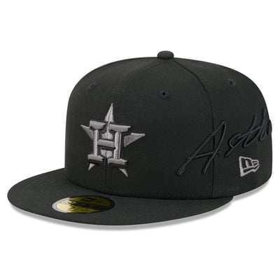 Houston Astros New Era Side Script 59FIFTY Fitted Hat - Black