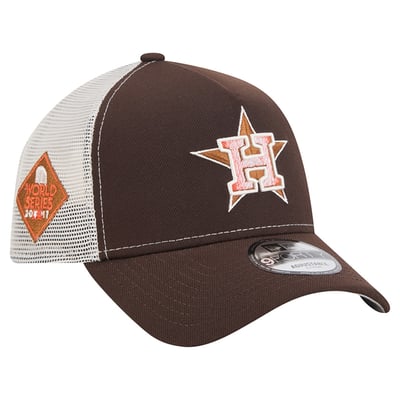 Houston Astros New Era Pumpkin Spice A-Frame 9FORTY Adjustable Trucker Hat - Brown