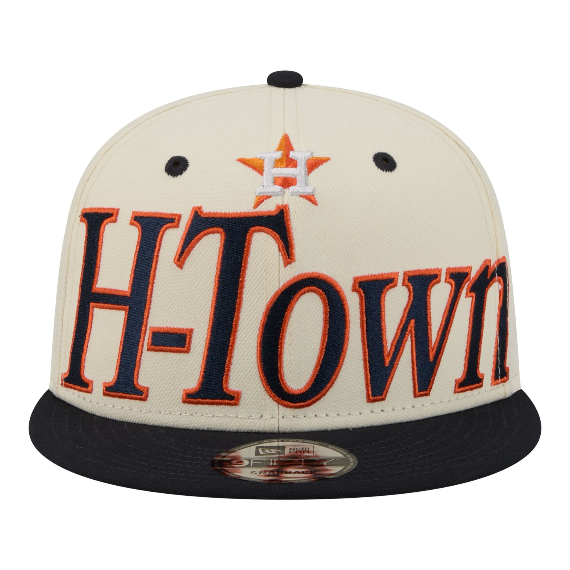 Men's New Era Cream Houston Astros Oversized Slogan 9FIFTY Snapback Hat