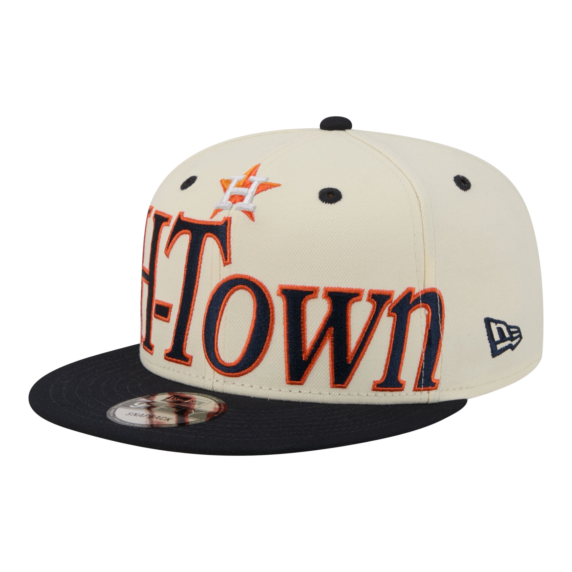 Men's New Era Cream Houston Astros Oversized Slogan 9FIFTY Snapback Hat