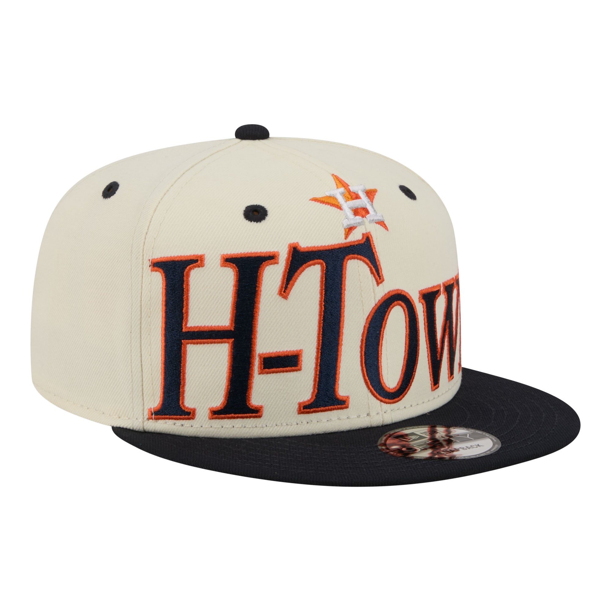 Men's New Era Cream Houston Astros Oversized Slogan 9FIFTY Snapback Hat